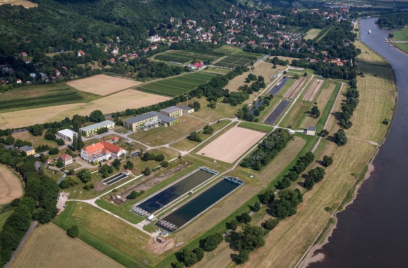 Luftbild vom Wasserwerk Hosteritz (2015).