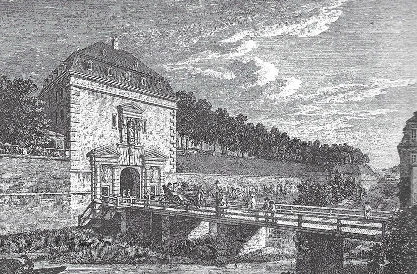 Das Pirnaische Tor - Stich von L. Schumann nach einer Zeichnung von Thormeyer.