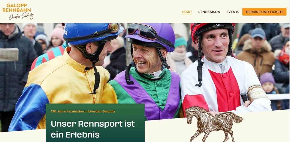 Screenshot: Homepage Galopprennbahn Dresden-Seidnitz