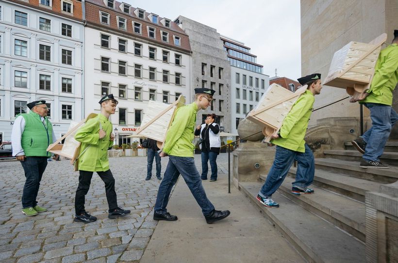 Los geht's, hinauf in 29 Meter Höhe...