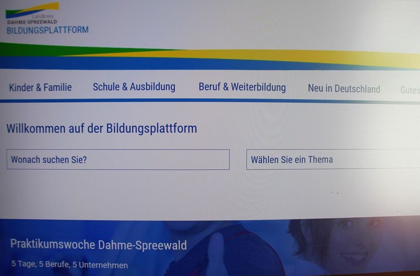 Startseite der Bildungsplattform.
