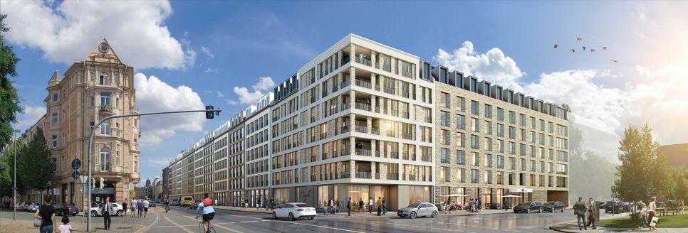 Die Bäckerei Schwerdtner gehört zu den ersten Mietern im Neubau am Wettiner Platz. Visu: Revitalis