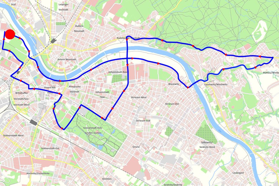 Route der rollenden Biker-Demo durch Dresden. Foto: PR/Dresden Chapter Germany