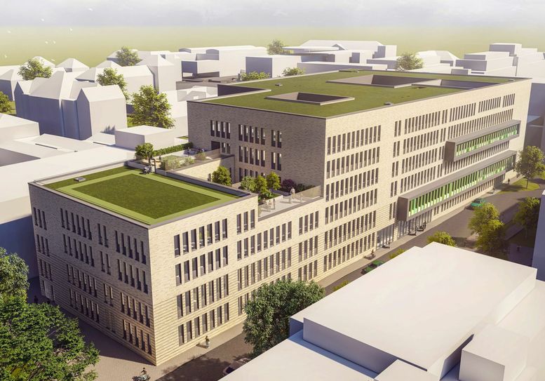 Eine Visualisierung des Neubaus. Grafik: sander.hofrichter architekten