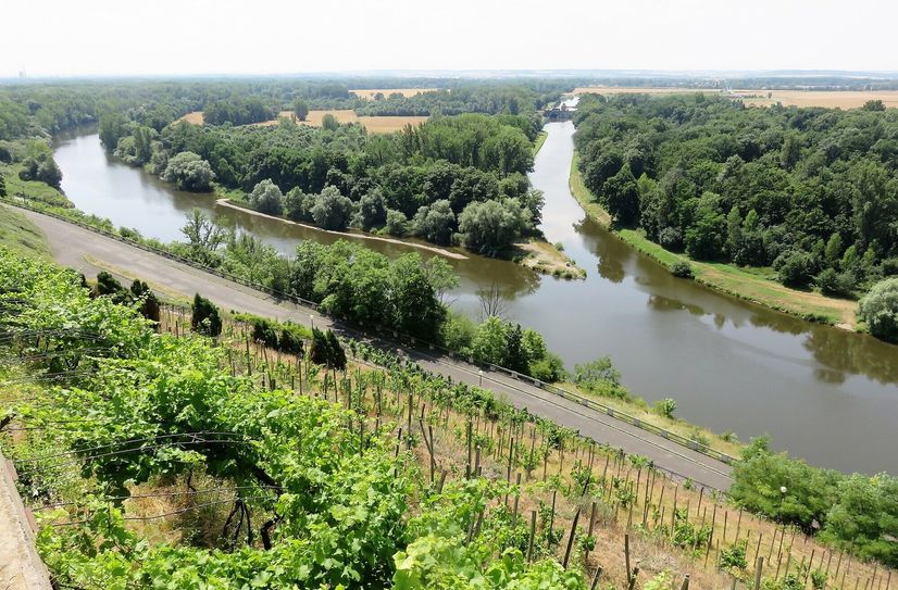 Zusammenfluss von Elbe und Moldau bei Melnik.