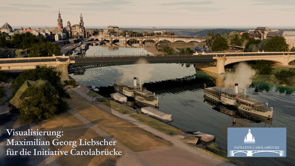 Die Initiative Carolabrücke hält mit ihrem Entwurf an der für Dresden typischen Bogenbrücke fest.