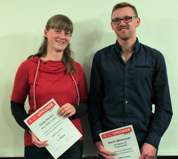 Gesamtsieger 2017 der Elbe-Elster-Laufserie: Edda Hacker und Martin Mittelstädt. Foto: Weser
