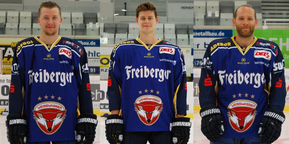Die Top-Torschützen der Vorbereitung (v.l.n.r.): Steffen Frank (4 Treffer), Elia Ostwald (4) und Kevin Lavallee (3). Auch Probespieler Tomas Divisek traf in der Vorbereitung drei Mal ins gegnerische Tor, er lehnte das Vertragsangebot der Lausitzer aber ab. Fotos: Keil