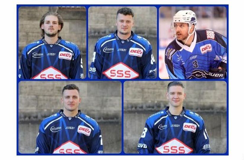 Obere Reihe v.li.: Fabian Belendir, Lukas Koziol, Mitch Wahl / untere Reihe: Arne Uplegger (li.), Timo Walther (re.)
