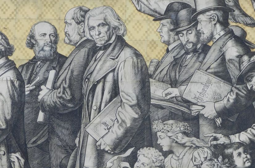 Ludwig Richter schaut den Betrachter des Fürstenzuges an.