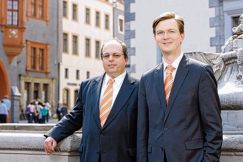Die Vorstände der Volksbank: Thomas Heinze (li.) und Sven Fiedler. Foto: Volksbank