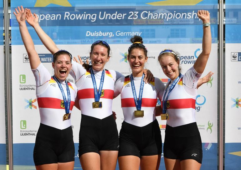 Gold für deutschen Doppelvierer bei U23 EM.      Foto: DRV