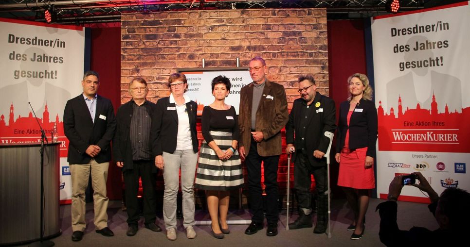 Die Nominierten auf einen Blick: v.l. Prof. Dr. med. Adrian Dragu, Wolfgang Schaller, Ingrid Andersch, Simone Saloßnick, Dieter Lembke, Falk Döhler und Anja Kreft. Prof. Gerhard Ehninger, ebenfalls nominiert, konnte leider nicht an der Ehrung teinehmen. Fotos: Schramm