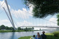 Die TU Dresden startete einen Wettbewerb für eine Rad-Fußweg-Brücke in Pieschen. Der Siegerentwurf wurde eingereicht von Niklas Blume, Robin Pierer, Philipp Scheffler und Franz Weinert.