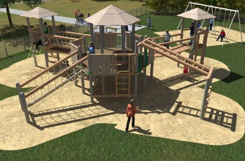 So ähnlich soll der künftige Spielplatz im Sportforum Lauchhammer-Ost im Frühjahr 2025 aussehen.
