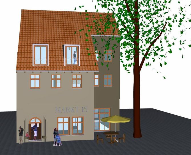 So soll das Haus am Markt 15 zum Ende des Jahres aussehen. Modell: Ingenieurbüro für Bauwesen Bartsch