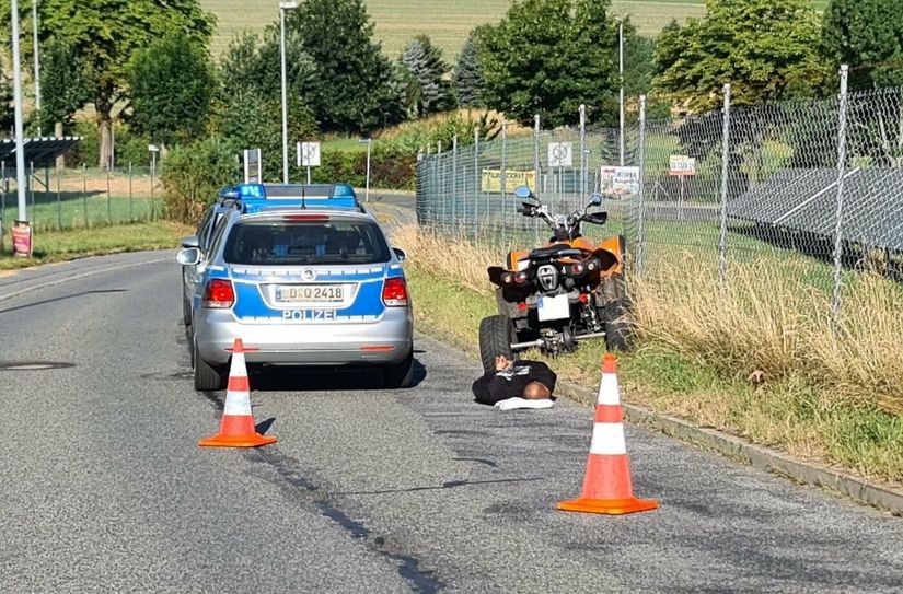 Auf der Marie-Curie-Straße in Ebersbach endete die Fahrt des Diebs.