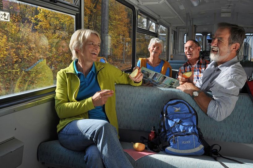Auf Erlebnisfahrt mit der Seenlandbahn. Foto: Tourismusverband Lausitzer Seenland/ Nada Quenzel