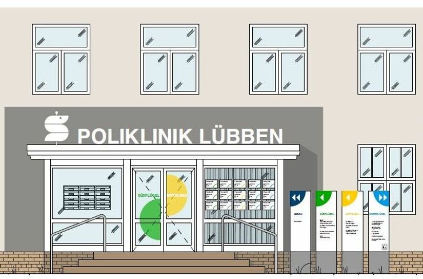 So sieht der geplante, zukünftige Eingangsbereich der Poliklinik Lübben aus.