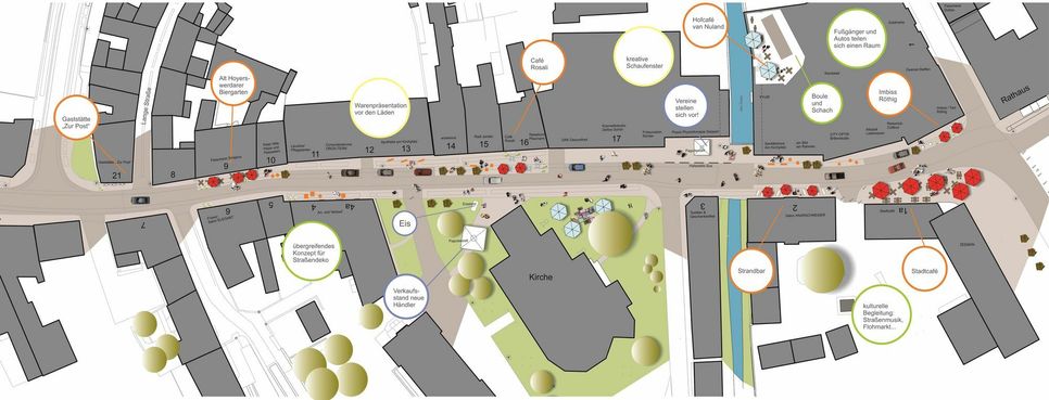 Lageplan Boulevard Kirchstraße. Grafik: Gewerbering »Stadtzukunft«