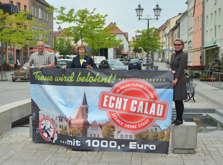 Haben die Marketingkampagne „Echt Calau“ angeschoben (vo.li.na.re.): Knut Jende, Beate Moldenhauer und Marion Goyn. Foto: U. Hegewald