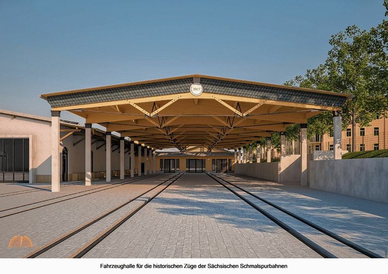 Eine Visualisierung des Unterstandes: Für das Vorhaben ist die Stiftung „Sächsische Schmalspurbahnen“ auf Spenden angewiesen. Foto: Stiftung