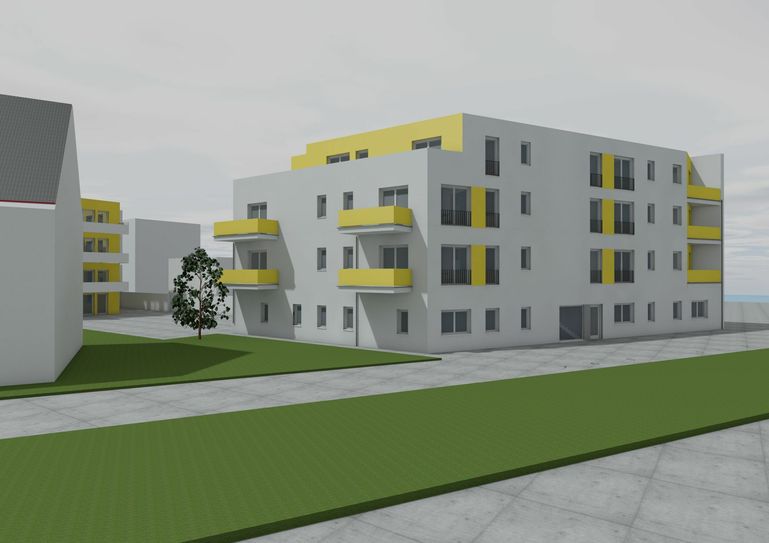 Grafik von Haus 2 aus Blickrichtung Karlstraße. Grafik: SELK