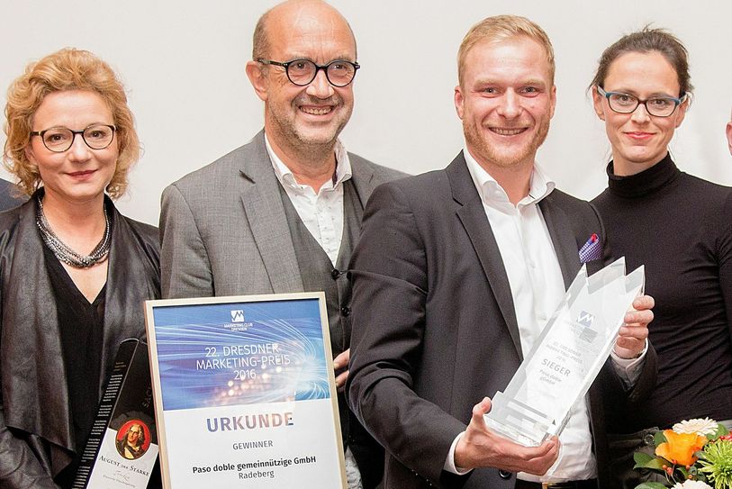 Katrin Fischer (GF ressourcenmangel Dresden), Martin Wallmann (GF Epilepsiezentrum Kleinwachau und GF paso doble), Alexander Nuck (Leiter Presse- und Öffentlichkeitsarbeit des Epilepsiezentrums Kleinwachau), Nicole Lilie (ressourcenmangel Dresden) Foto; Anne Oehler