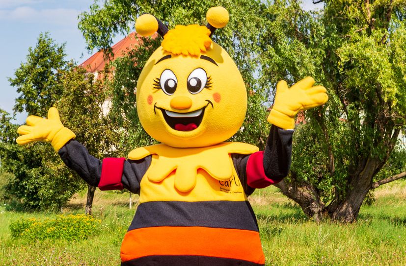 Biene »Carli« ist das Familien-Maskottchen der Stadt Freital.