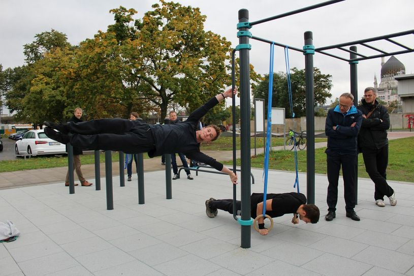 Neue Calisthenics-Anlage im Sportpark Ostra. Fotos (3): Eigentbetrieb Sportstätten