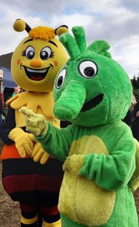 Maskottchen Carli und Draggi-Drachen