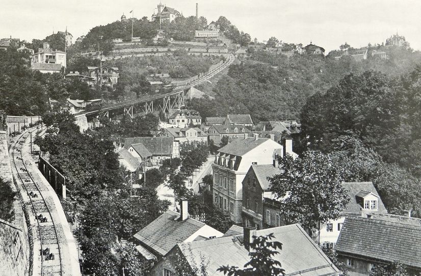 Da war die Welt noch in Ordnung - der Luisenhof mit der Standseilbahn um 1900.