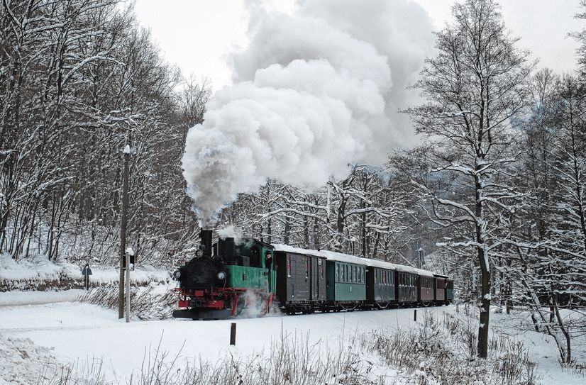 Mit dem Dampfzug durch das Winterwunderland.