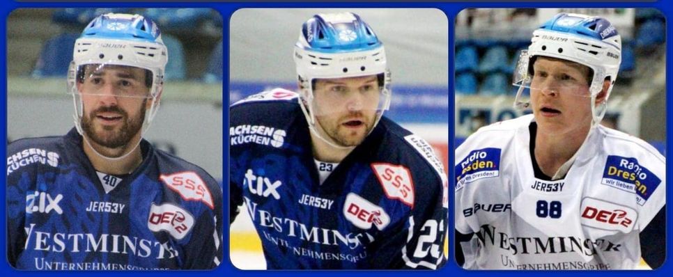v.li. Nick Huard, Alexander Dotzler und Roope Ranta erhalten für die Saison 2021/2022 keinen neuen Vertrag. Fotos: Büttner