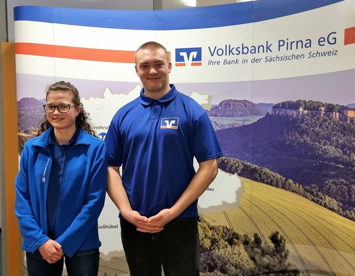 Die Sporttalente Paula Scheermesser und Lukas Schober können weiterhin auf die Unterstützung der Volksbank Pirna eG zählen.