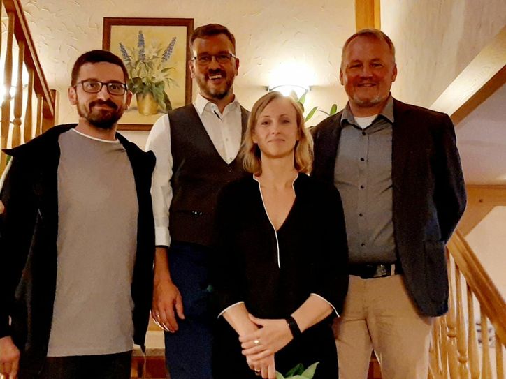 Der Vorstand des CDU Amtsverbandes Golßen-Unterspreewald mit der Vorsitzenden Claudia Gutsche (2.vo.re.) aus Golßen und dem stellvertretenden Vorsitzenden Knut Morgner (re.) aus Schönwalde. Die Golßener Carsten Saß (2.vo.li.) und Tobias Freitag (li.) unterstützen sie. Foto: CDU Amtsverband Golßen-Unterspreewald