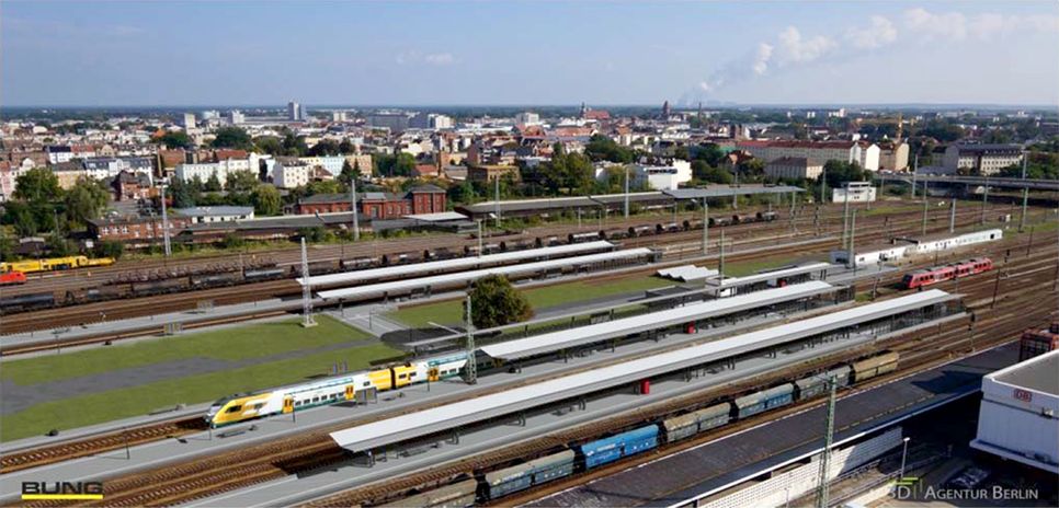 Der Bahnhof in Cottbus wurde zu einem modernen Verkehrsknotenpunkt umgestaltet. Täglich verkehren auf den Gleisen etwa 263 Züge. Foto: 3D Agentur