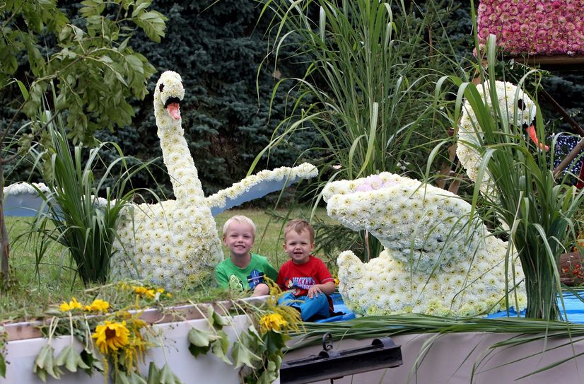 Die mit unzähligen Dahlien bestückten Blumenmotive waren ein beliebtes Foto-Objekt beim 47. Lichtenhainer Blumenfest.