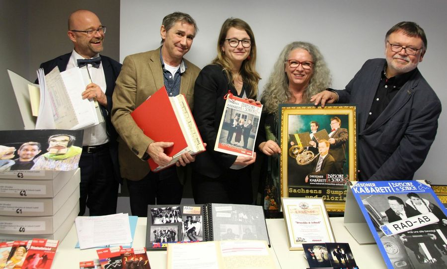 Thomas Kübler, Thomas Schuch, Kulturbürgermeisterin Kristin Klaudia Kaufmann, Monika und  Manfred Breschke  (v.l.) Foto: Pönisch