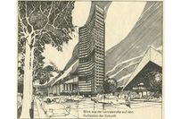 Aufbauplan 1969 für Dresden: Blick von der Lennéstraße auf den Fucikplatz.