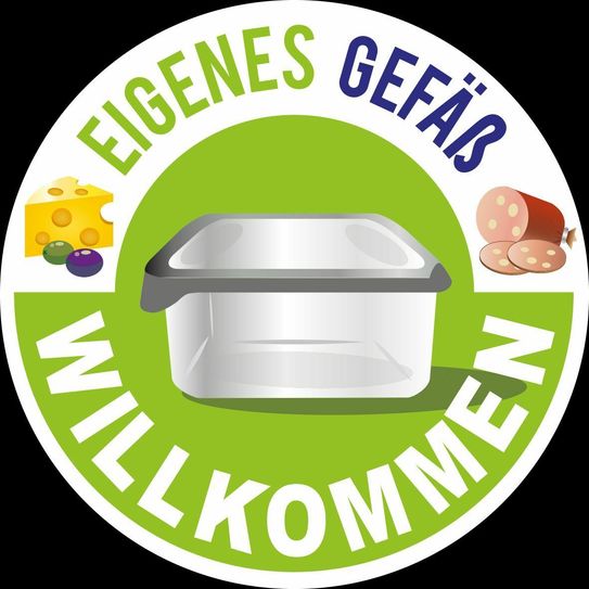 Mit diesen Aufklebern können Händlern ihren Kunden signalisieren, dass diese auf Mehrweg- statt Einwegverpackungen setzen und ihre Dosen und Becher selbst mitbringen können. Copyright LHD