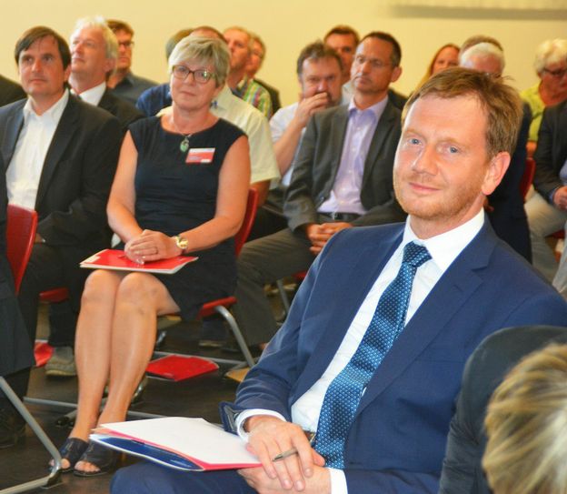 Ministerpräsident Michael Kretschmer in der BA Riesa. Foto: Peter Noack