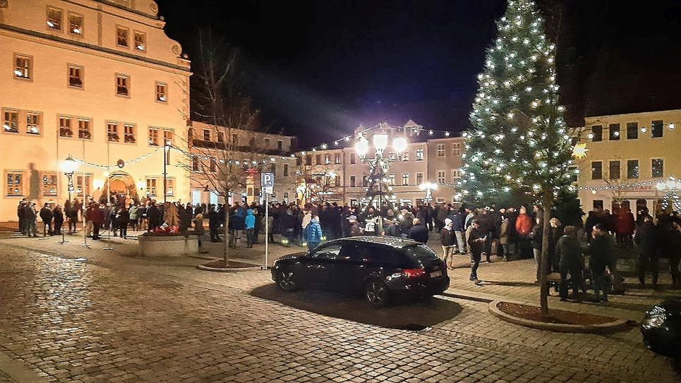 Am Montag, 3. Januar, auf dem Marktplatz in Dippoldiswalde. Foto: Marko Förster