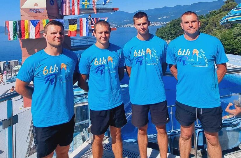 vlnr: Riesaer Sportler - Marcel Peschel, Artur Yevtushenko, Hannes Woitaß und Dirk Sell.