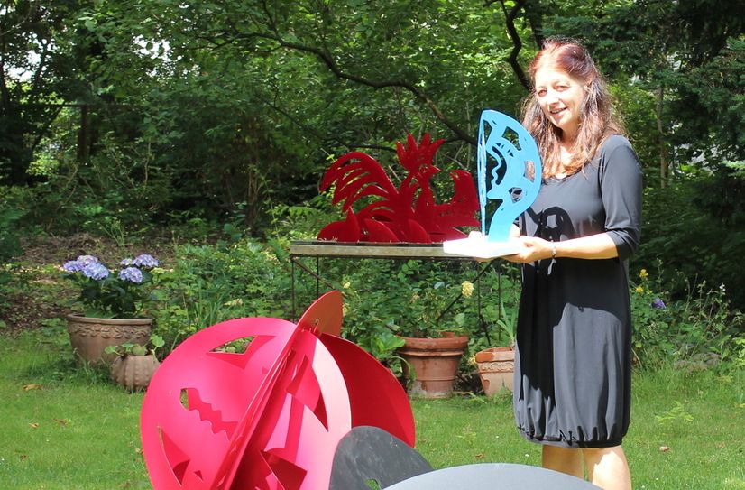 Stahl-Skulptur im Garten von Irene Wieland, Meißner Straße 57.