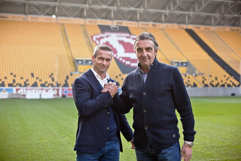 Mario Kallnik li. (Sport- und Finanzvorstand 1. FCM) und Ralf Minge (Sportgeschäftsführer SGD) (Fotos: Steffen Kuttner/Dynamo Dresden)