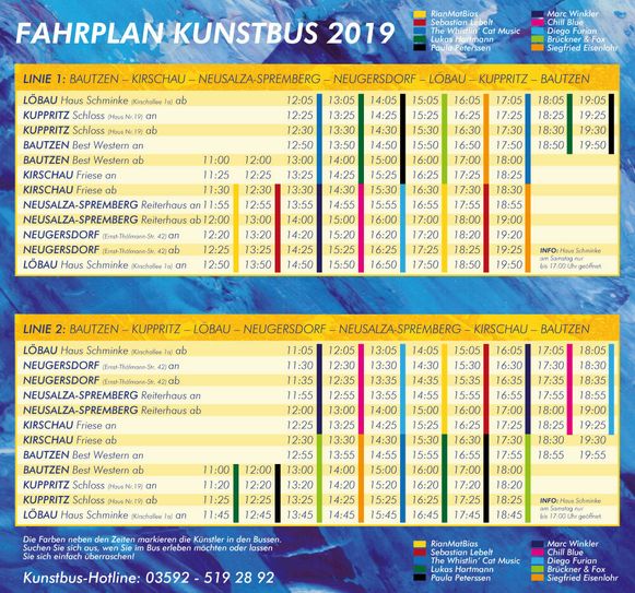 Das Fahrplan zum Kunstbus. (Grafik: PR)