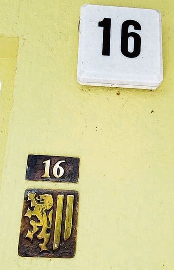 Beweisfoto: An der Hainbuchenstraße 16 gibt es noch eine goldene Hausnummer. Foto: Morgenstern