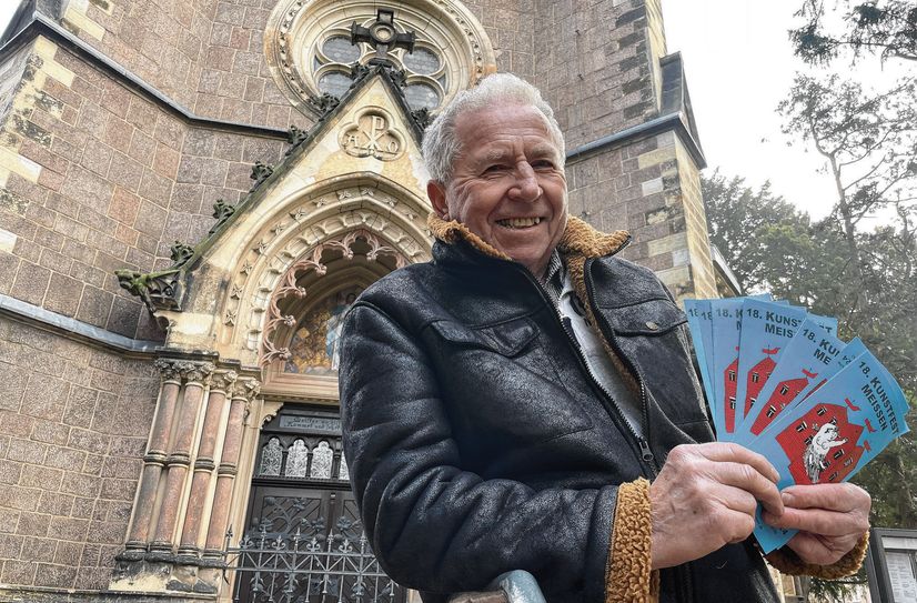 Peter Hänke auf den künftigen Festgelände an der Johanneskirche in Meißen-Cölln.