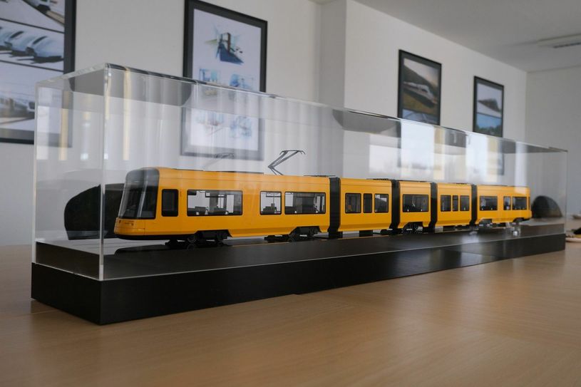 Das Modell des neuen Stadtbahnwagens. Foto: Alstom